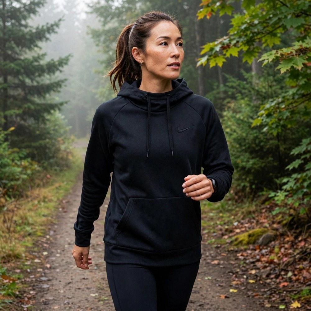 Nike Therma-FIT Womens Training Hoodie Black Funnel Neck Sweatshirt Small